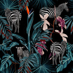 Zebras between Palm Leaves Wallpaper