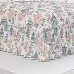 Gathered Bedskirt in Shoji Summer Oriental Toile, Multicolor Chinoiserie