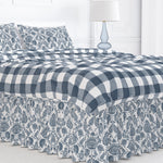 Gathered Bedskirt in Silas Italian Denim Blue Country Floral