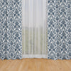 Rod Pocket Curtain Panels Pair in Silas Italian Denim Blue Country Floral