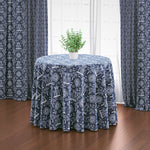 Round Tablecloth in Spirit Regal Navy Blue Oriental Toile