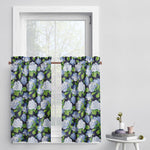 Tailored Tier Curtains in Summerwind Navy Blue Hydrangea Floral, Large Scale