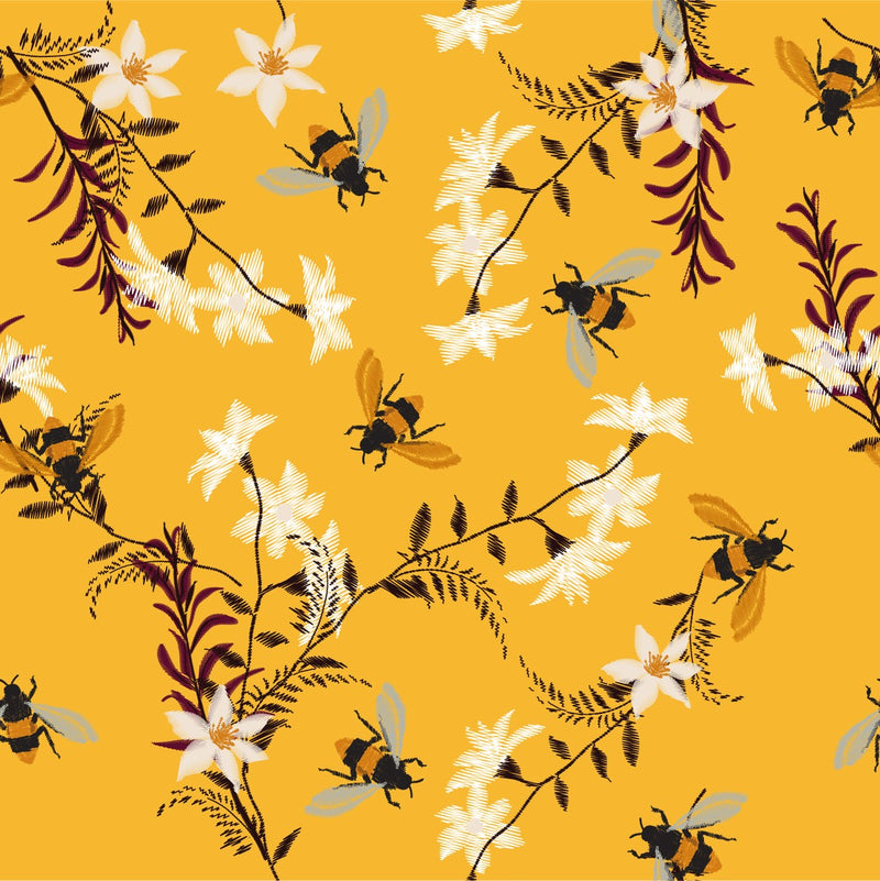 Yellow Wallpaper with Bees