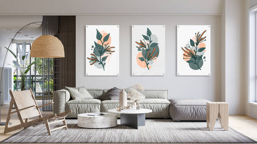 Botanical Pattern Set of 3 Prints Modern Wall Art Modern Artwork