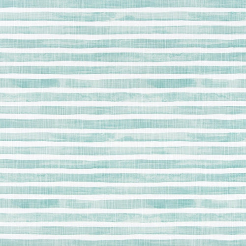 Round Tablecloth in Nelson Cancun Blue Horizontal Watercolor Stripe