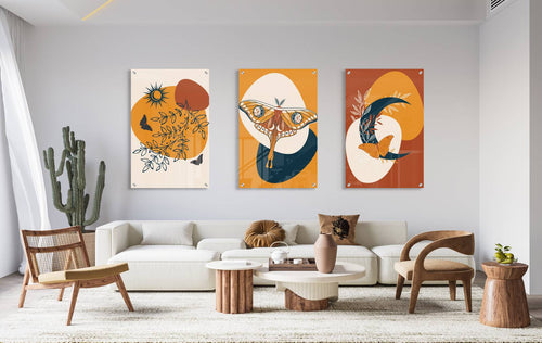 Boho Style Set of 3 Prints Modern Wall Art Modern Artwork