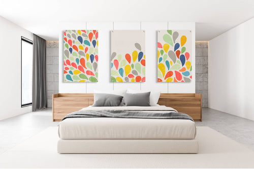 Multicolored Drops Set of 3 Prints Modern Wall Art Modern Artwork