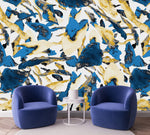Abstract Blue and Gold Pattern Wallpaper