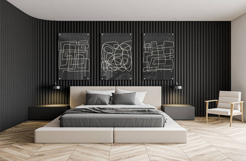 Abstract Black Pattern Set of 3 Prints Modern Wall Art Modern Artwork