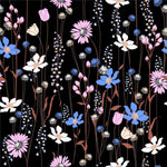 Wildflowers on Black Wallpaper