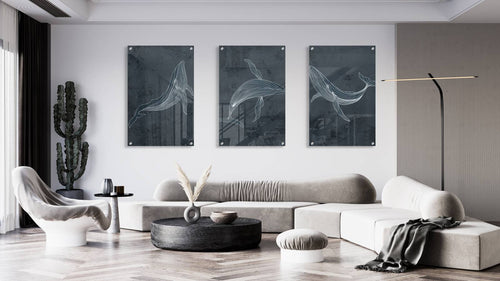 Whales Pattern Set of 3 Prints Modern Wall Art Modern Artwork