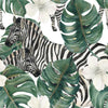 Zebras with White Flowers Wallpaper