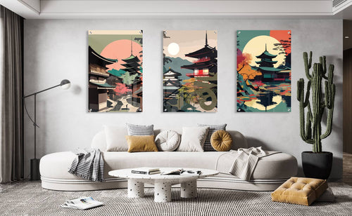Chinese Landscape Set of 3 Prints Modern Wall Art Modern Artwork