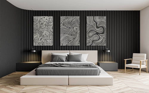 Black and White Abstract Pattern Set of 3 Prints Modern Wall Art Modern Artwork