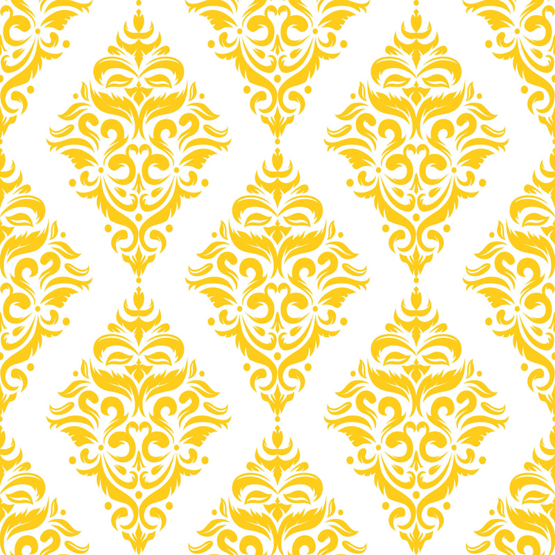 Yellow Damask Pattern Wallpaper