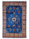 Hand-Knotted Afghan Kazak Rug – 6'6" x 9'7" – Vibrant Geometric Design in 100% Wool