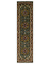 10 feet runner rug Mustard, Gray and Ivory Hand knotted Traditional wool Area Rug
