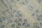 100% Wool Hand Knotted 8x10 Traditional Beige and Blue Wool Area Rug | TRDCP86810