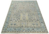 100% Wool Hand Knotted 8x10 Traditional Beige and Blue Wool Area Rug | TRDCP86810