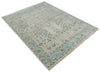 100% Wool Hand Knotted 8x10 Traditional Beige and Blue Wool Area Rug | TRDCP86810