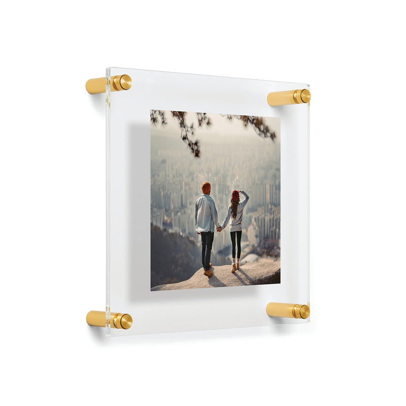 Double Panel Acrylic Floating Wall Frames - CHOOSE YOUR SIZE (Silver/Gold)