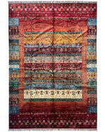 Afghani Khorjin Wool Rug – 7' x 9'10" – Vibrant Geometric & Tribal Patterns