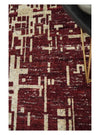 4x6 Hand Knotted Camel and Maroon Modern Abstract Contemporary Recycled Silk Area Rug | OP64