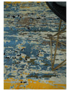 10x14 Fine Hand Knotted Blue and Black Modern Abstract Style Antique Wool and Silk Area Rug | AGR49