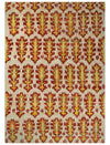 8x10 and 10x14 Hand Knotted Beige, Rust and Gold Modern Contemporary Southwestern Tribal Trellis Recycled Silk Area Rug | OP24
