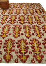 8x10 and 10x14 Hand Knotted Beige, Rust and Gold Modern Contemporary Southwestern Tribal Trellis Recycled Silk Area Rug | OP24