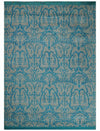 10x14 Hand Knotted Gray and Blue Modern Contemporary Southwestern Tribal Trellis Bamboo Silk Area Rug | OP34