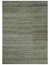 10x14 Hand Knotted Ivory, Black and Olive Modern Contemporary Southwestern Tribal Trellis Recycled Silk Area Rug | OP50