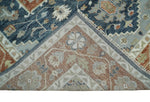 10x14 Hand Knotted Rust and Blue Traditional Persian Vintage Heriz Serapi Wool Rug | TRDCP5521014