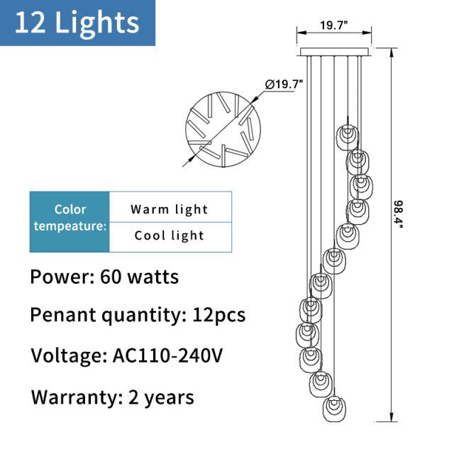 MIRODEMI® Creative LED chandelier for staircase, lobby, bedroom, stairwell