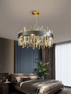 MIRODEMI® Gold/Titanium black crystal chandelier for bedroom, living room.