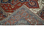 12x15 Hand Knotted Red and Ivory Traditional Heriz Serapi Antique Wool Rug | TRDCP4251215