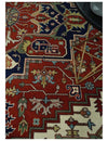 12x15 Hand Knotted Red and Ivory Traditional Heriz Serapi Antique Wool Rug | TRDCP4251215