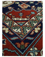 12x15 Hand Knotted Red and Ivory Traditional Heriz Serapi Antique Wool Rug | TRDCP4251215