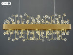 MIRODEMI® Gold Rectangle Colorful Crystal Chandelier for Living room, Kitchen