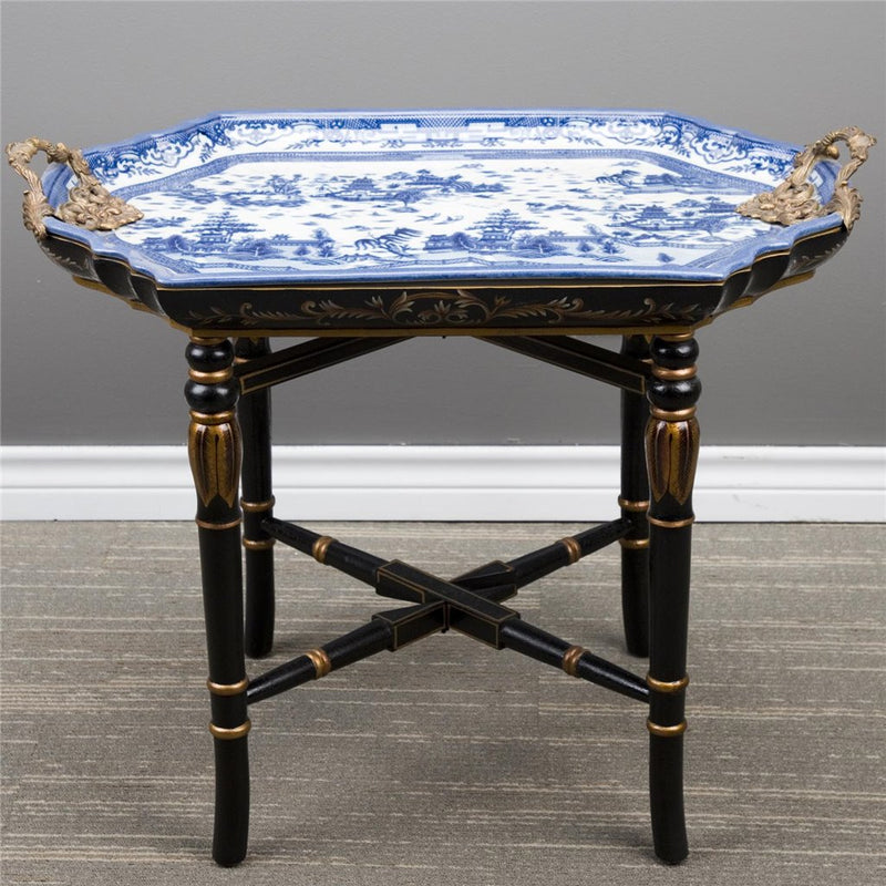 Lovecup Porcelain Blue Willow Tray Table with Stand L203