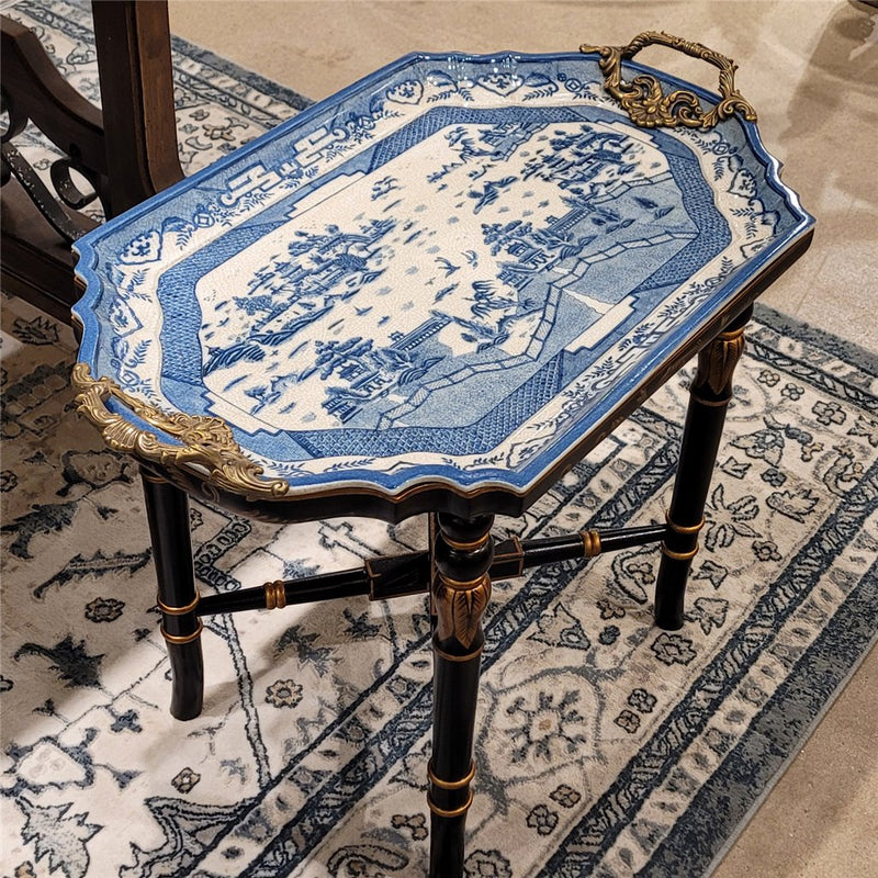 Lovecup Porcelain Blue Willow Tray Table with Stand L203