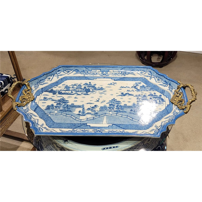 Lovecup Porcelain Blue Willow Tray Table with Stand L203