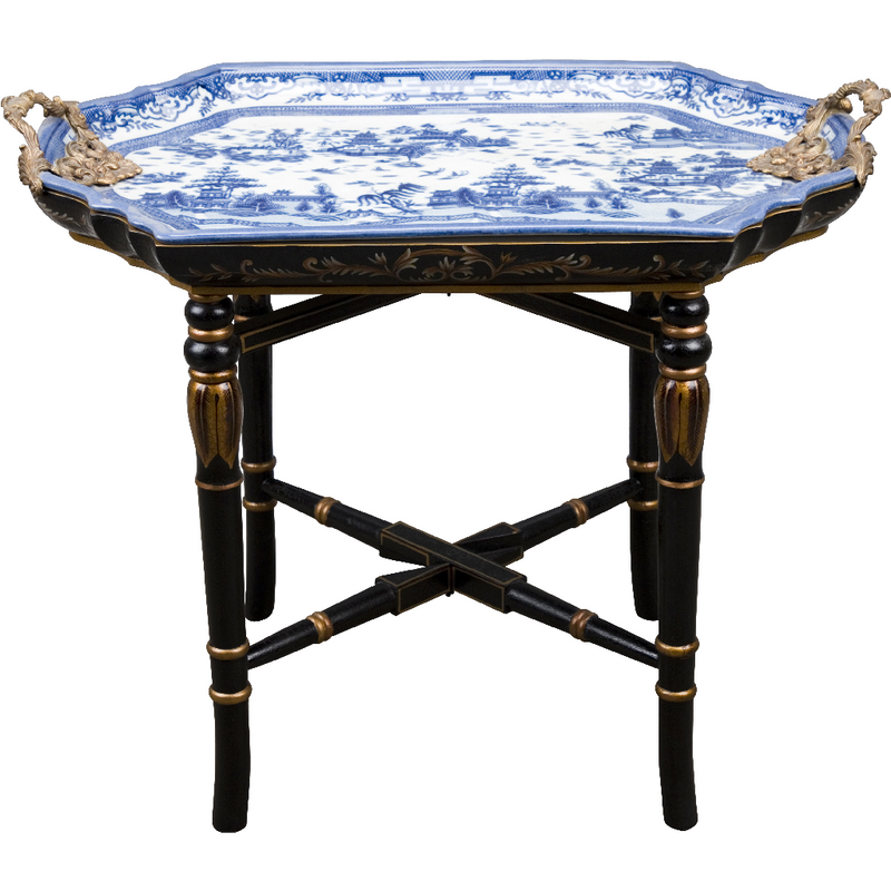 Lovecup Porcelain Blue Willow Tray Table with Stand L203