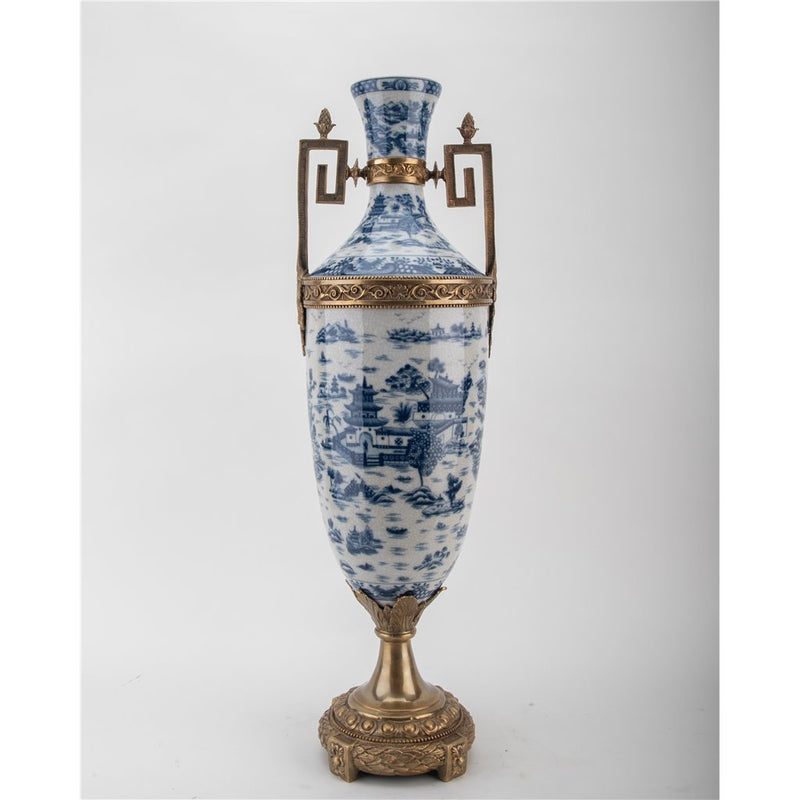 Lovecup Porcelain Ormolu Trophy Cup with Blue Willow Design L266