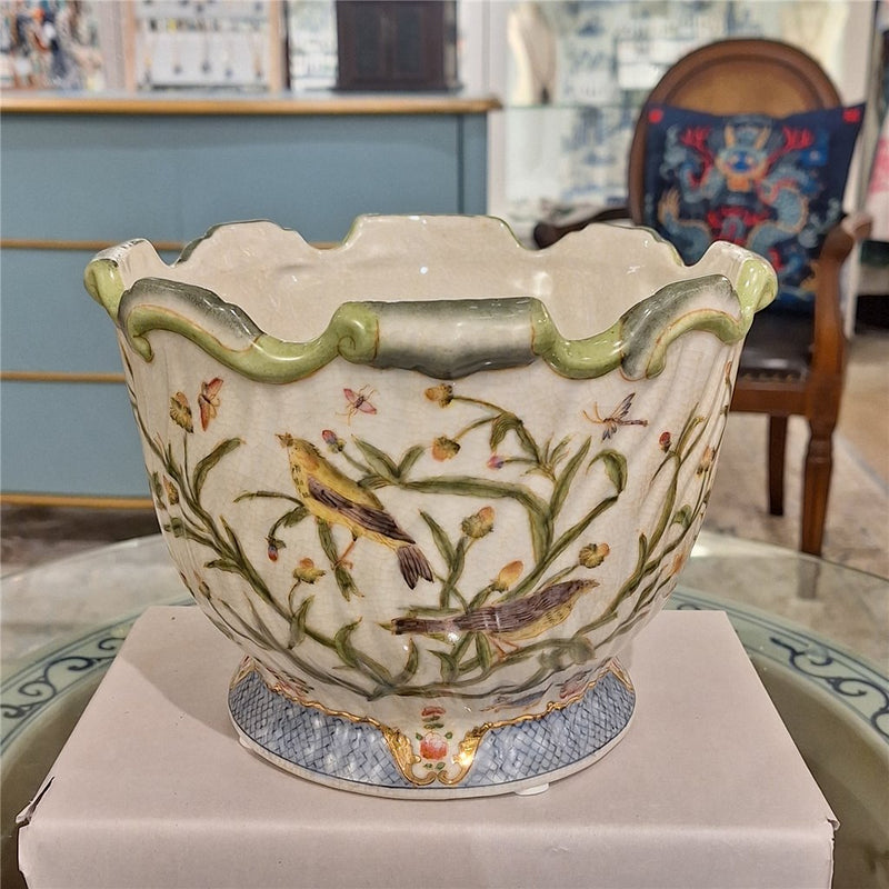 Lovecup PORCELAIN SCALLOP PLANTER - SATIN GRASS L280