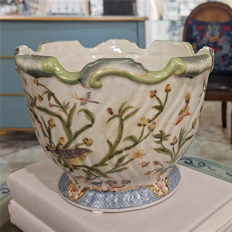 Lovecup PORCELAIN SCALLOP PLANTER - SATIN GRASS L280