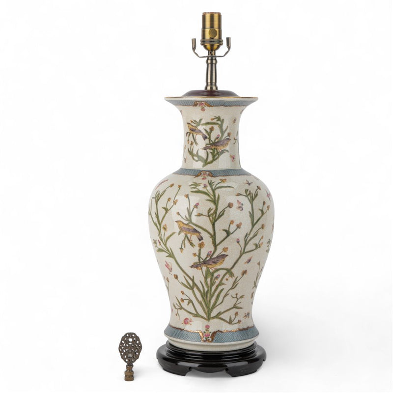 Lovecup Porcelain Satin Grass Table Lamp with Wood Base L281