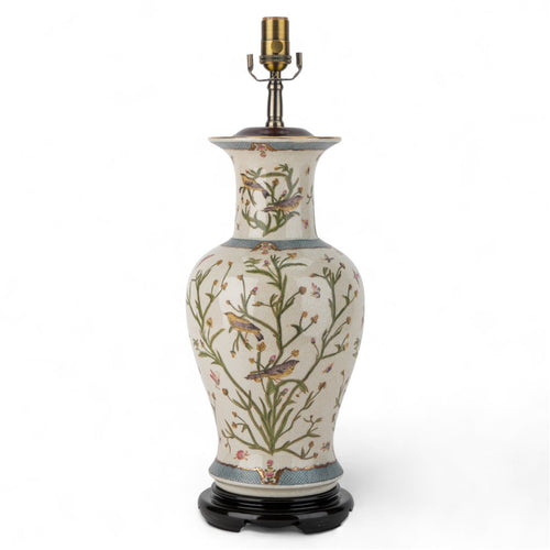 Lovecup Porcelain Satin Grass Table Lamp with Wood Base L281