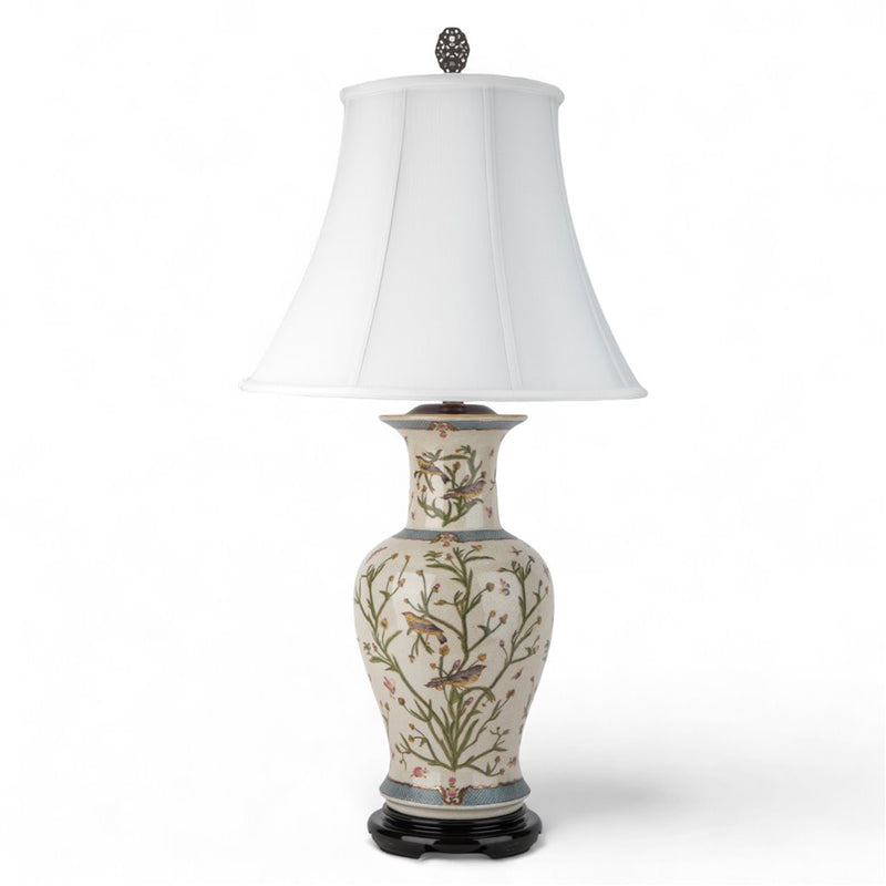 Lovecup Porcelain Satin Grass Table Lamp with Wood Base L281
