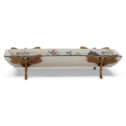 Tobacco Leaf Pattern Porcelain Tray with Bronze Dragonfly – Tobacco Leaf Collection